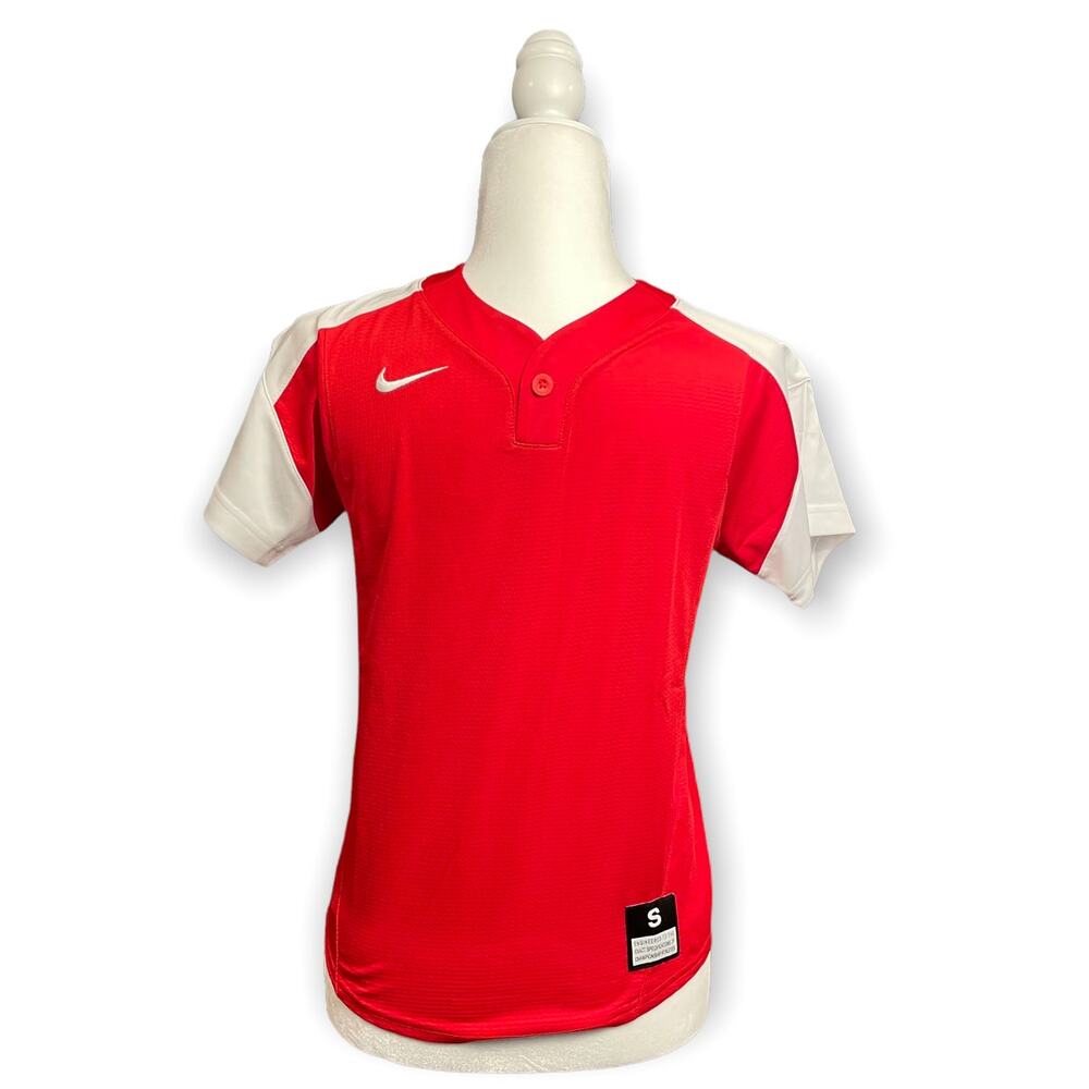NIKE Boys Vapor 1 Button Baseball Jersey Red Sz Boys S